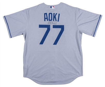 2021 Steve Aoki Celebrity All-Star Softball Game Used & Signed Los Angeles Dodgers #77 Road Jersey (Aoki LOA) - 100% of Proceeds Donated to The Aoki Foundation